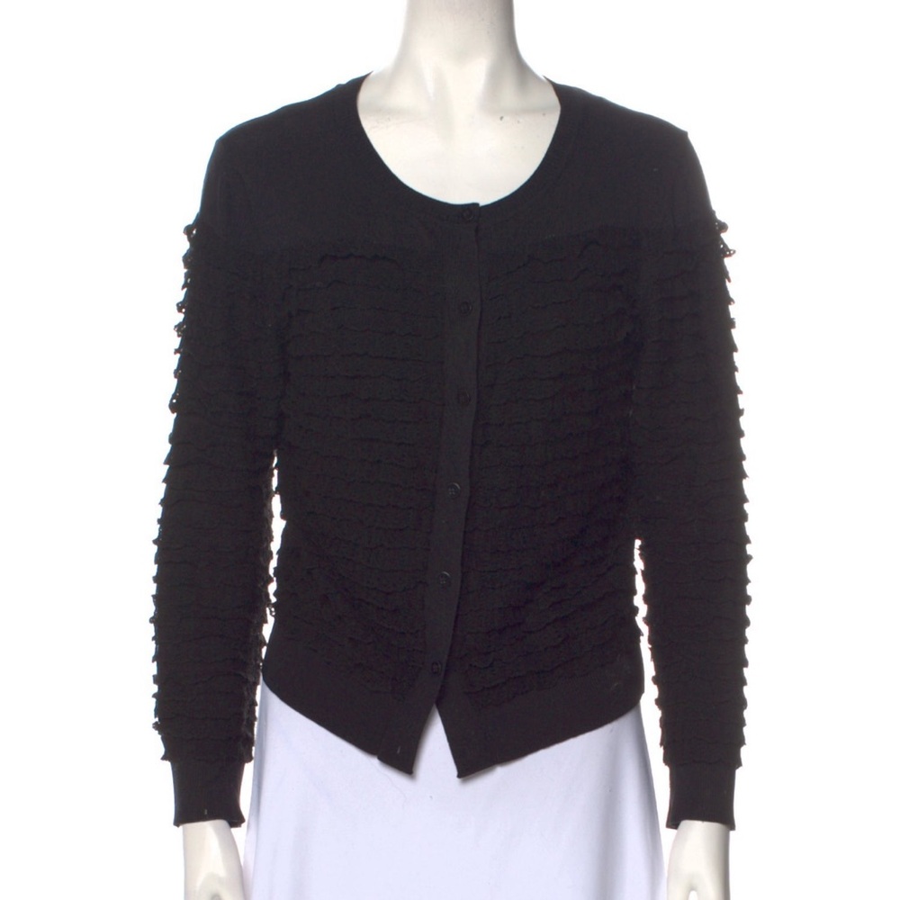 Oscar de la Renta black ruffle cardigan